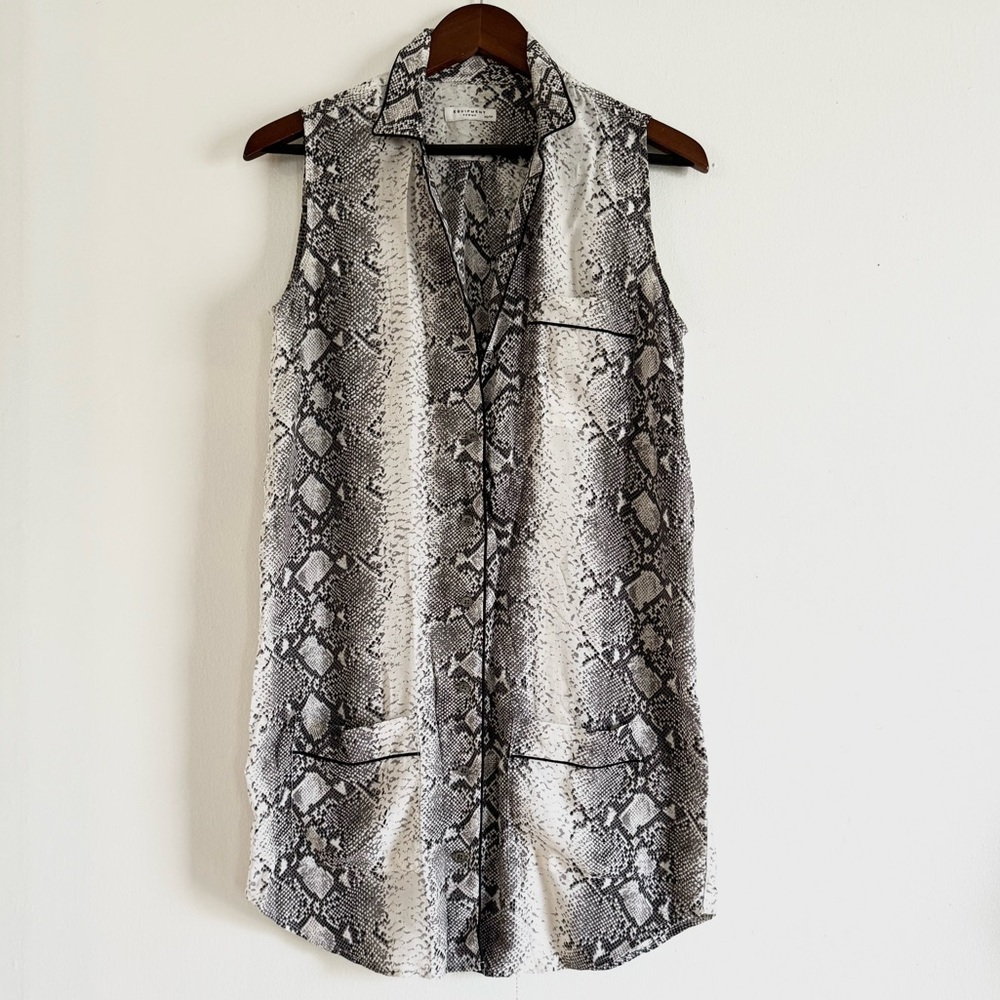 Equipment Silk Snake Python Print Button Down Dre… - image 1